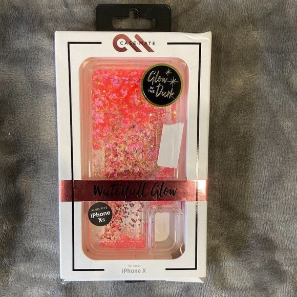NWT CASE-MATE Pink Glow In Dark Waterfall IPhone‎ X - Picture 2 of 4